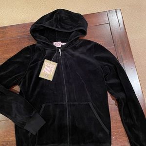 Juicy Couture Velour black track jacket size XL New with tags